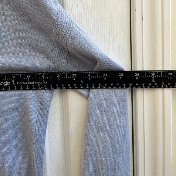 Talbots Powder Blue Linen Side Slits Cardigan Size Medium Lightweight - Picture 11 of 14